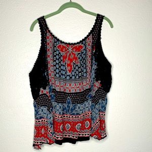 Bila Red White and Blue Cold Shoulder Blouse